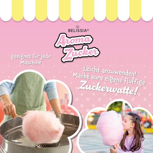Belissia Aromazucker | Zuckerwatte Zucker gefärbt | Erdbeere 250 Gramm - Bild 4 von 7
