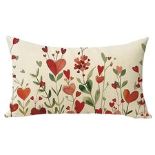 s Day Lumbar Decorative Throw Pillow Cover 12 x 20, Rectangular Red Valentine
