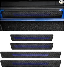 4 PCS Car Door Sill Protector, Waterproof Carbon Fiber Style Car D Color: Blue