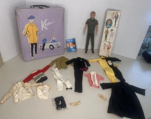 Vintage 1961 Ken Doll Blonde Flocked ORIGINAL BOX Outfits  Case Accessories