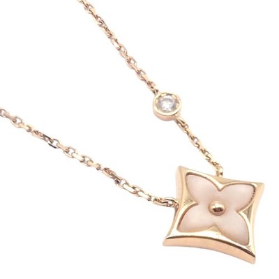 Authentic! Louis Vuitton 18k Rose Gold Diamond Mother Of Pearl Blossom Necklace