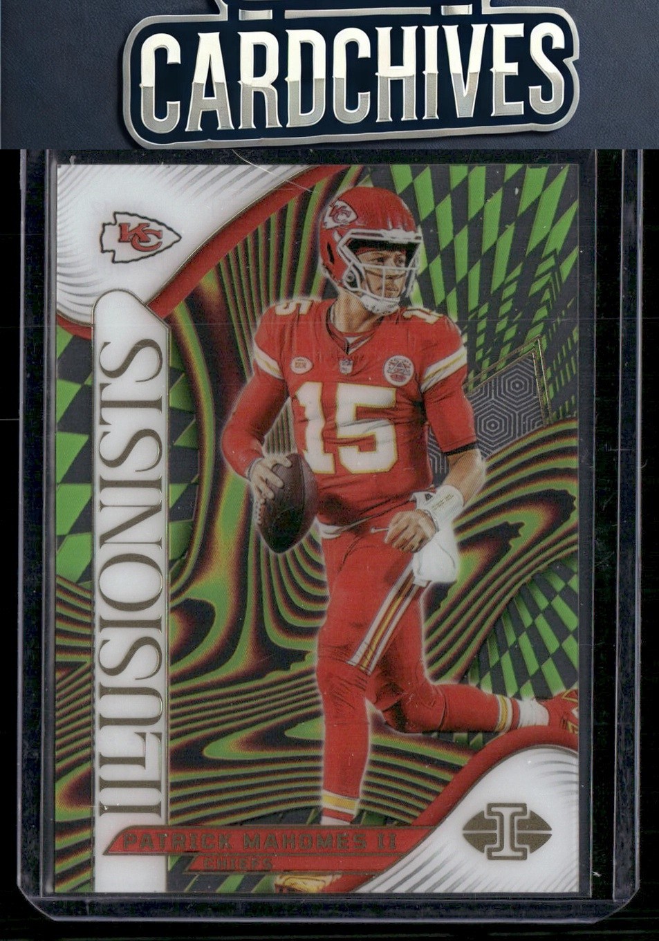 Patrick Mahomes II 2024 Panini Illusions #12 Illusionists Emerald