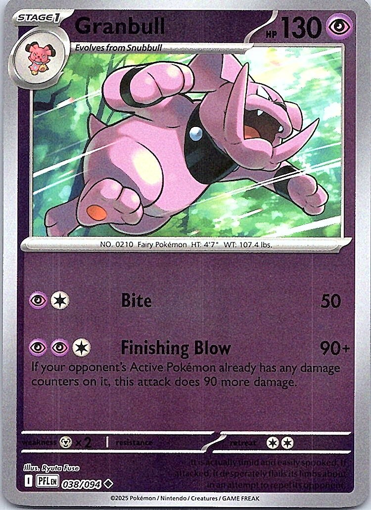 Granbull Uncommon Psychic Reverse Holo ME02: Phantasmal Flames 038/094 NM