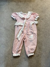 Vintage 90  s Pink And White Nautical Coastal Baby One-Piece Size 24M