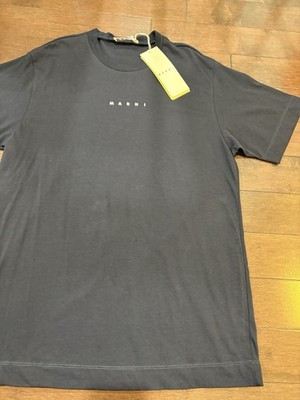 New Marni Youth Size 14 Women Small Navy Logo T Shirt