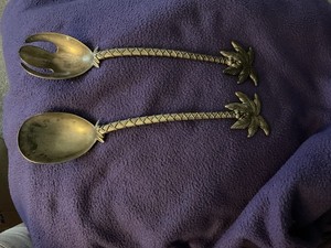  Godlinger Silver-plated Salad Serving W/solid Handles To look Like Palm Trees