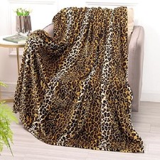 Fleece Flannel Throw Blanket Leopard Print Super Soft Double Sided Fuzzy Fluffy
