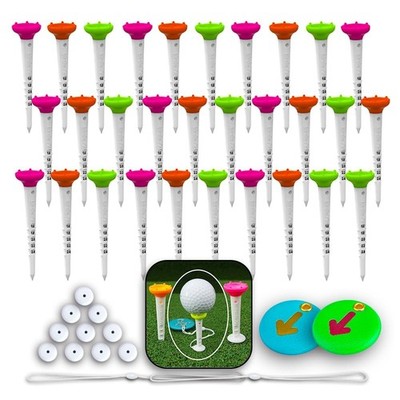 Big Easy Golf Tee Set - Magnetic Keeper, Adjustable Height, 6-Prong Design, 15/3
