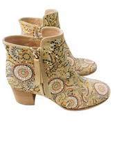 Django Juliette Rhinestone Studded Ankle Boots Boho Western Leather Zip-38