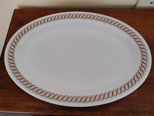 Vintage PYREX Tableware 799-17 Corning Oval Platter/Dinner Plate Regency Scroll