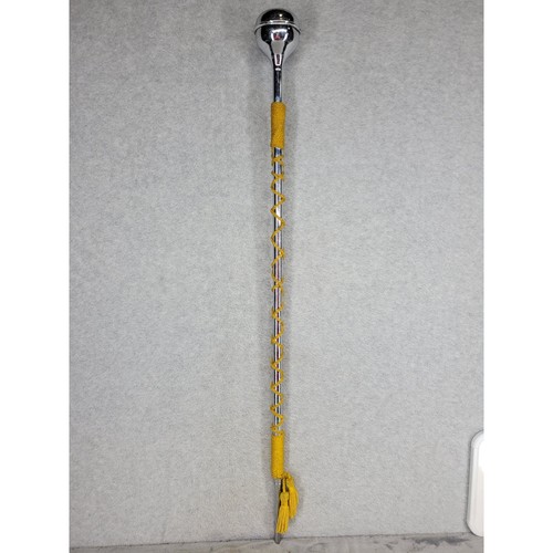 Majorette Baton Twirling Stick Silver Chrome Yellow Tassels  38 Inches