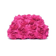 Evening Bag for Women, 3D Flower Wedding Evening Handbags Bride Floral Rose Red