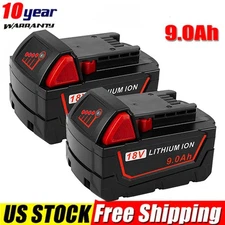 2x 9.0AH Battery For Milwaukee M18 18V Lithium-ion Extended Capacity 48-11-1860
