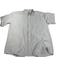 Red Kap Shirt Mens Extra Large Gray White Striped Button Down Workwear 195-SSL
