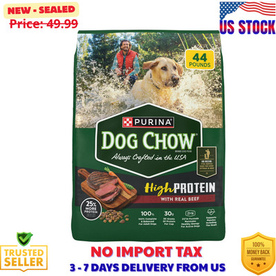 Purina Dog Chow High Protein Dog Food Dry Recipe with Real Beef, 44 lb Bag