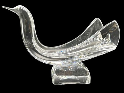 DAUM Stunning Large Bird Crystal Sculpture France Signed at Base
