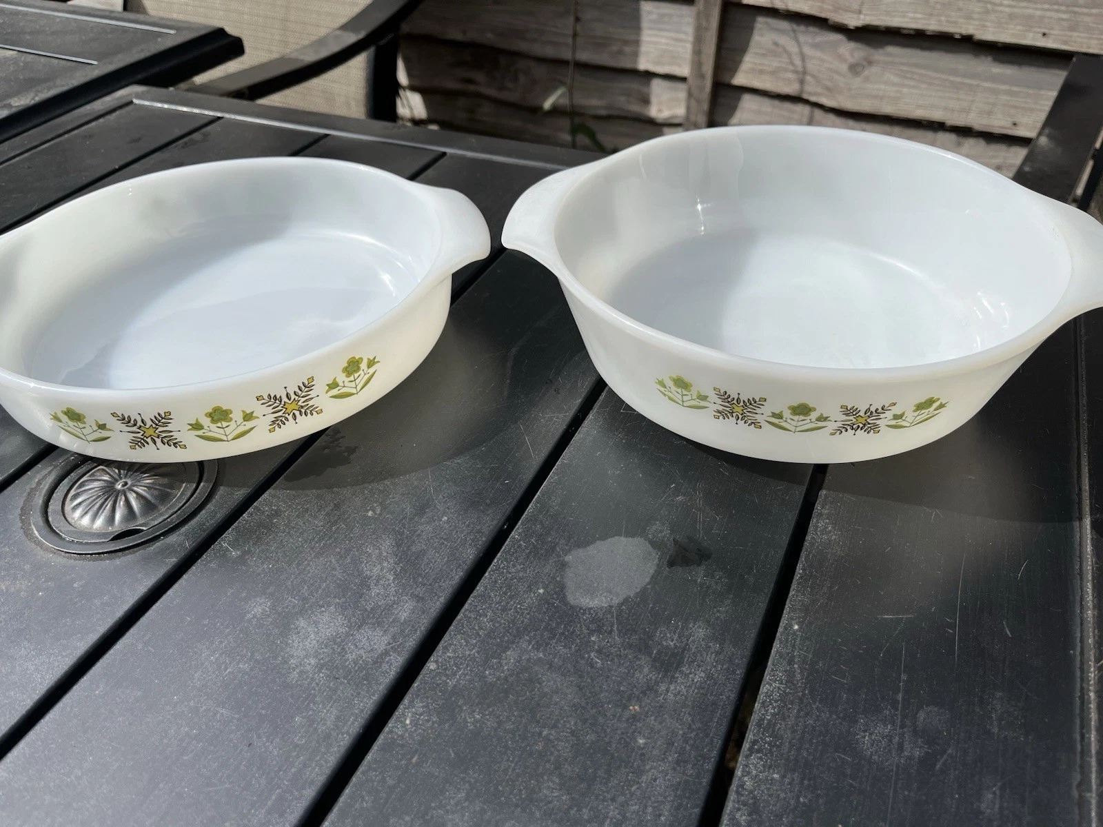 2 Vintage 1960’s Anchor Hocking Fire King 9”Casserole & Pie Dishes Exc Condition