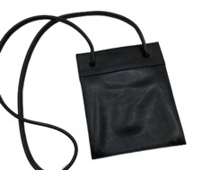 Vintage Sabina New York Genesis Black Leather Slim Crossbody Bag Minimalist