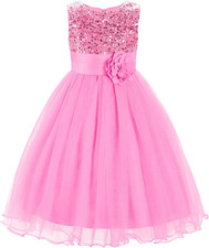 Little Girls' Sequin Mesh Flower Ball Gown Party Dress Tulle Prom