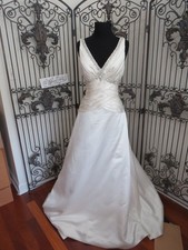 157W MORILEE SZ 12 IV CRYSTAL BEADED SATIN FORMAL WEDDING DRESS GOWN $799
