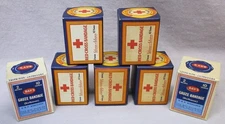 Lot 7 Vintage NOS Medical Bandage Boxes - 5 Red Cross & 2 Bay's Gauze Bandages