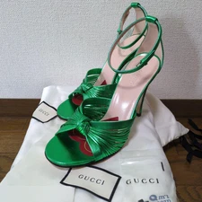 Gucci Green Sandals Ribbon Design US 7.5 Excellent Used Item No Box From Japan