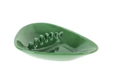 VTG 40s Anholt Coors Ceramic Ashtray Boomerang Deep Green Glaze MCM