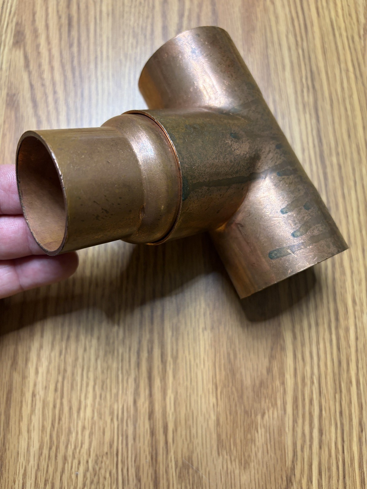 2" COPPER TEE PIPE FITTING, 2” to 1 1/2” reducer