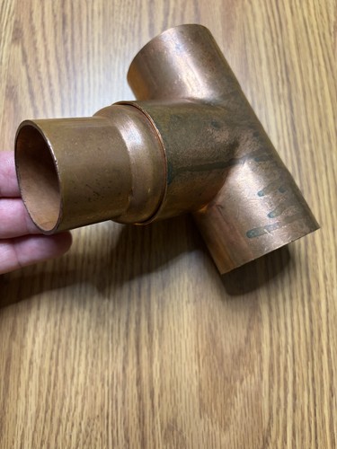 2" COPPER TEE PIPE FITTING, 2โ to 1 1/2โ reducer