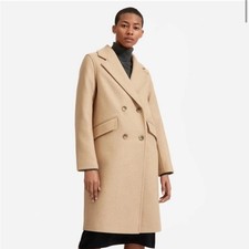 Everlane The Italian ReWool Overcoat Camel Brown Sz 00 XS Peacoat Double Breast