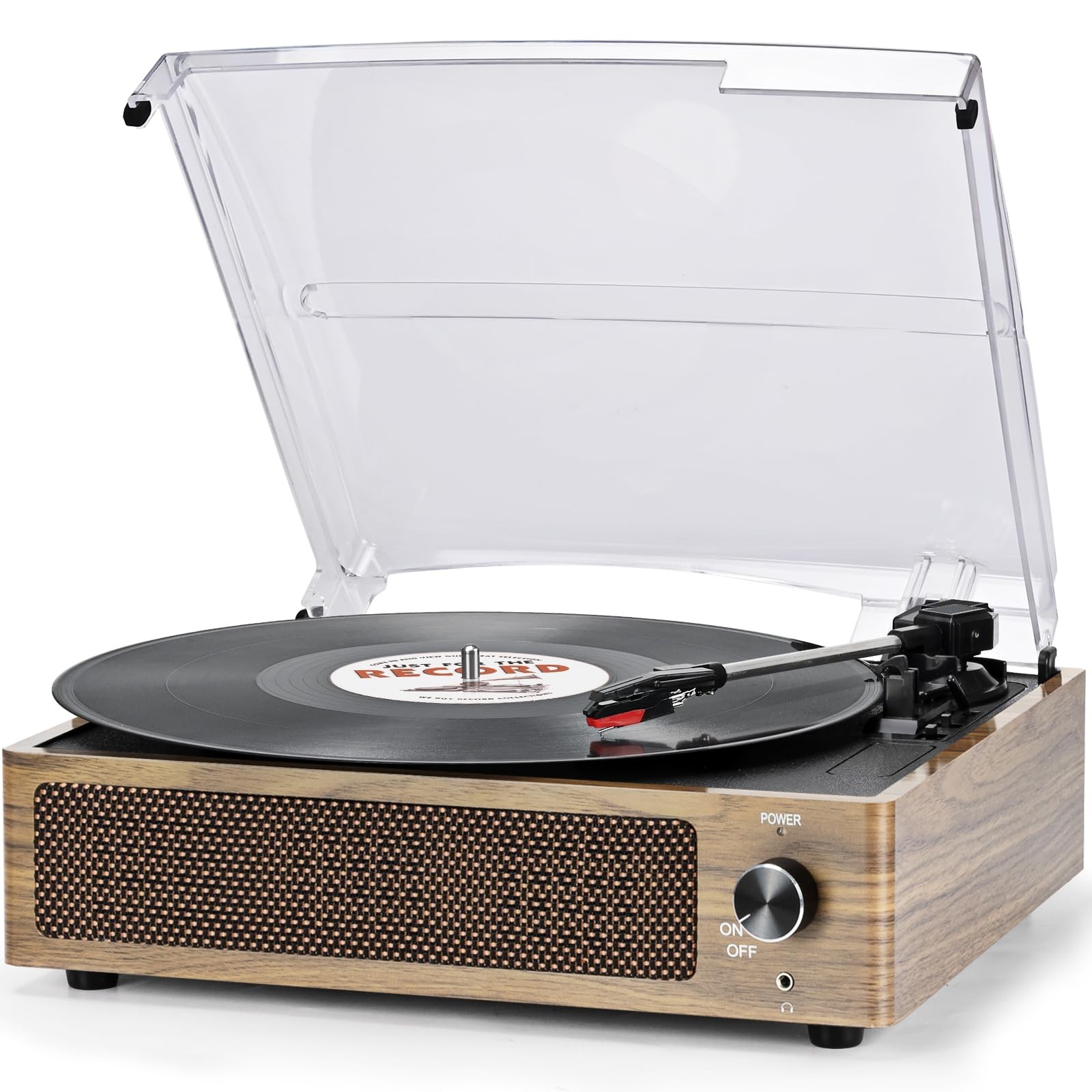 Vintage Belt-Drive Vinyl Record Player with Built-in Speakers for Vinyls
