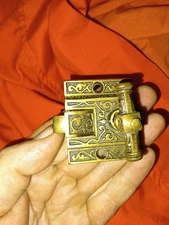 1 Old Cabinet Catches Cupboard Latch Brass Flower T Knob Windsor Vintage