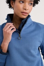 Seasalt Women's Regular Navigation Jersey Quarter Zip Sweatshirt Mussel
