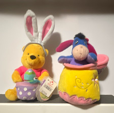 Disney Store Winnie the Pooh  Eeyore Easter Bunny Ears Plush Lot 2