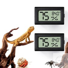 2 PCS Rectangle Reptile Thermometer and Humidity Gauge for Bearded Dragon Access