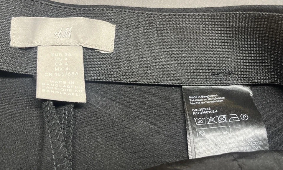 Pantalones de vestir negros para mujer H&M pantalones pierna recta dobladillo dividido talla 4 Foto 3 de 4