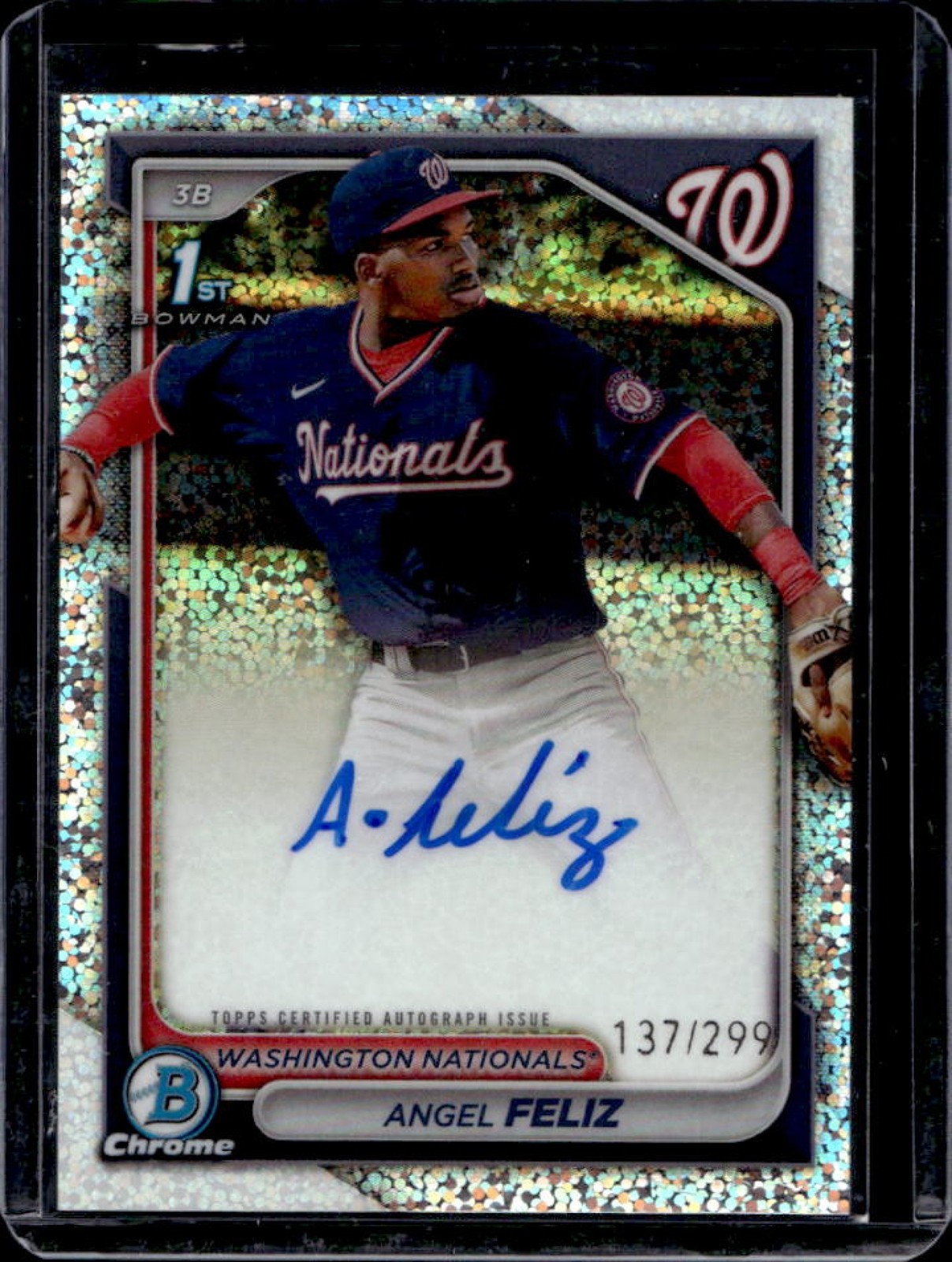 2024 Bowman Chrome Angel Feliz Auto Speckle Refractor 1st #137/299