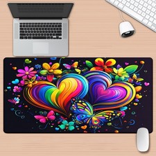 40 90cm Vibrant Love Butterfly  Flower Desk Mat - Non-Slip Rubber XXL Mousepad,