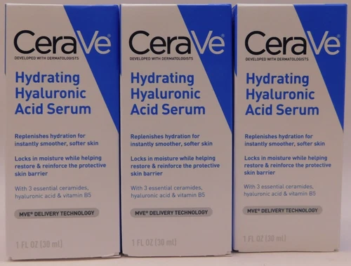 3PK CeraVe Hydrating Hyaluronic Acid Serum 1Fl Oz EACH New & Unused