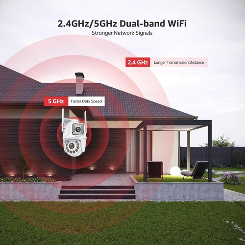 Dual Lens Linkage Überwachungskamera Outdoor, Wireless PTZ Dual Screen Kamera, 360... - Bild 8 von 8