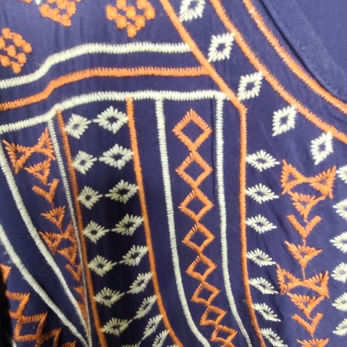 Davi & Dani Womens Women's Size Large Navy-Bl Aztec Stitch Babydoll Dress Boho - Picture 4 of 7