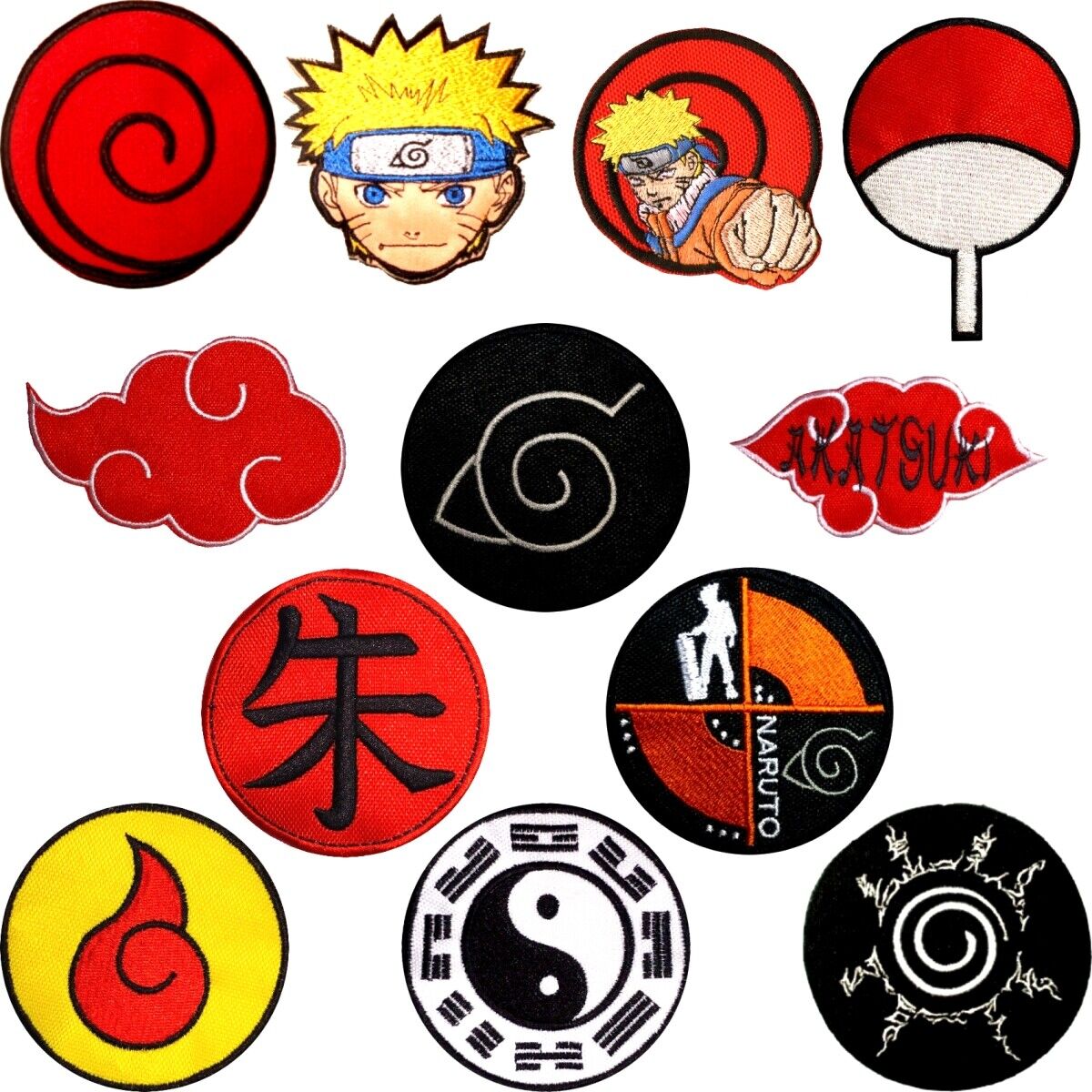 Large Akatsuki Clouds Naruto - Various Styles - Embroidered Iron On Patch