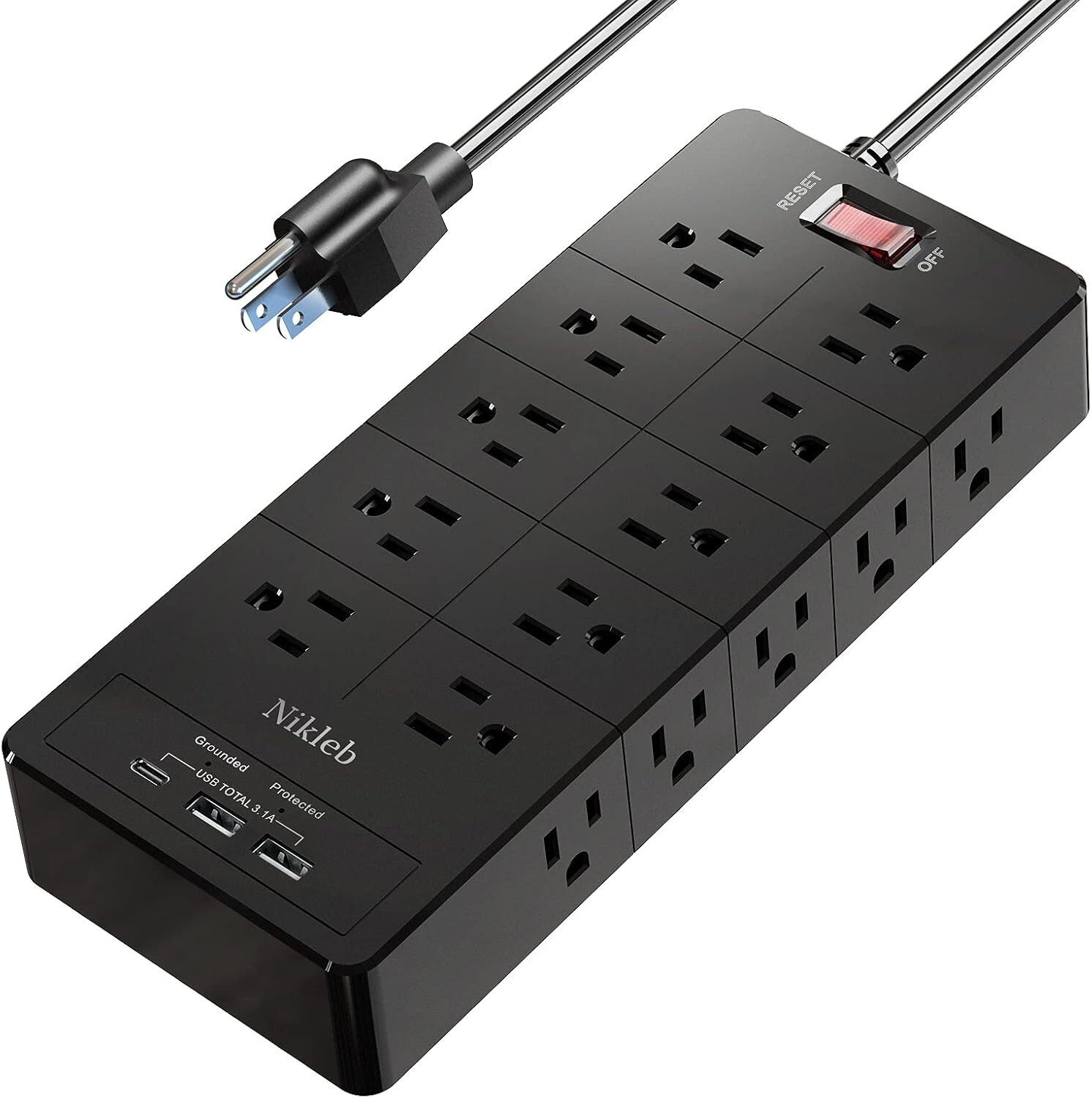 Power Strip 23 in 1 20 Outlets Surge Protector Wall Mount with 2 USB Ports + 1