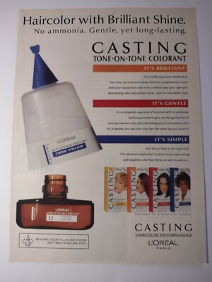 Loreal Casting Tone on Tone Colorant Vintage 1990s Print Ad