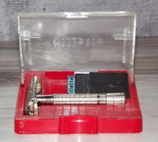 Vintage Z-1 1954 Gillette Super Speed Flare Tip DE Safety Razor Set in Case EB48