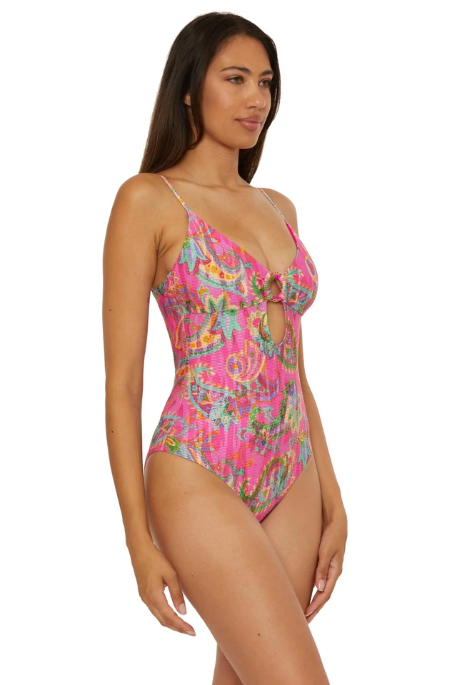 Traje de baño de una pieza BECCA Polinesia, estampado floral, trajes de baño, multicolor MED Foto 2 de 4