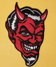 Winking Devil Embroidered Patch Worldwide shipping approx 2.25x3.5"