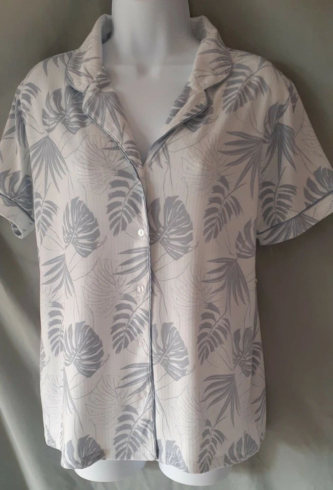 Conjunto de Pijama Flora Nikrooz Azul Blanco Floral Pantalones Cortos Manga Gorra Top XL 50" BUSTO Foto 3 de 4