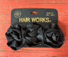 Black Satin Flower Hair Bow/Barrette