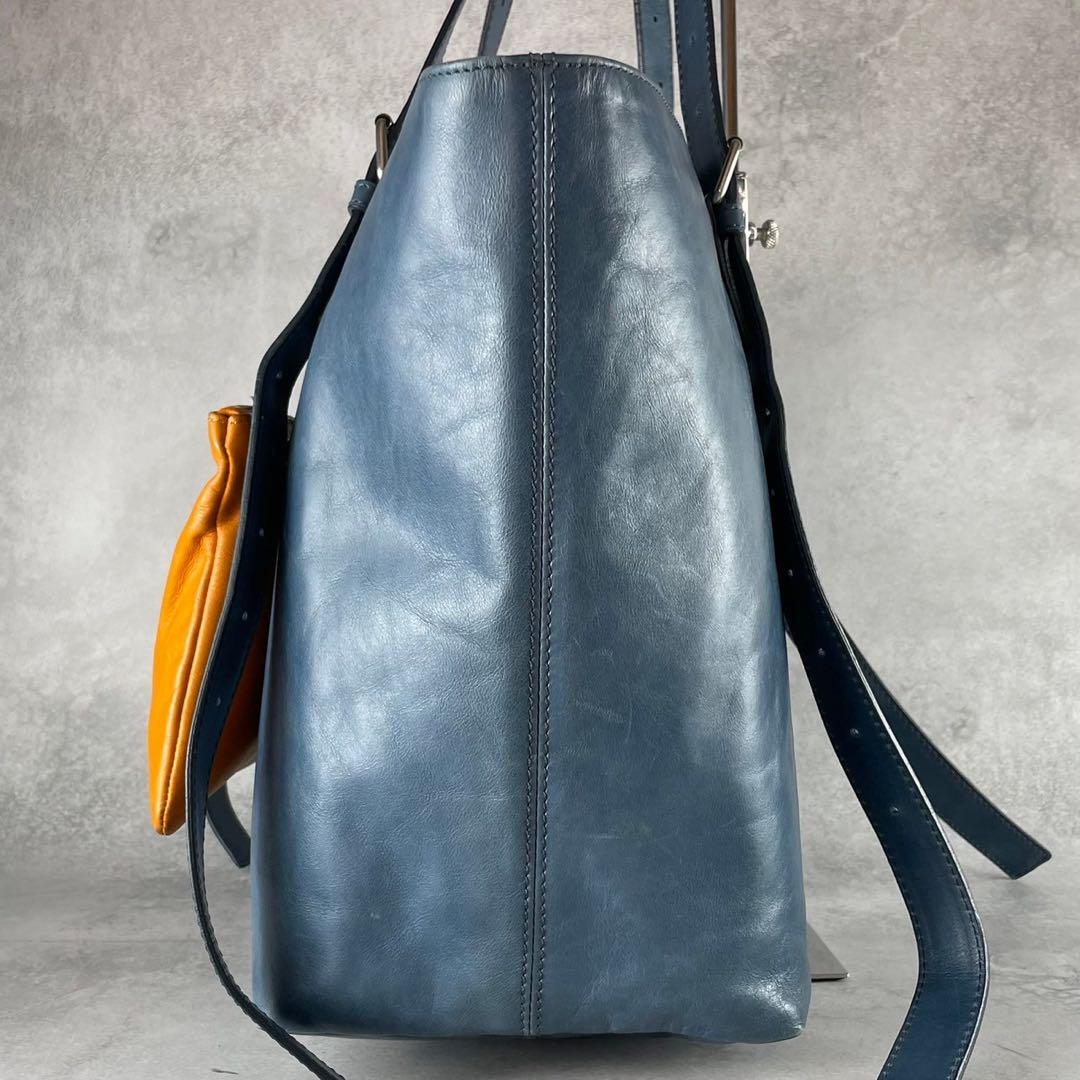 MM6 Maison Margiela All-Leather Tote Bag Blue Authentic